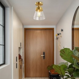 Moderne Deckenleuchte aus Glas, 1 Licht, Messing-Finish