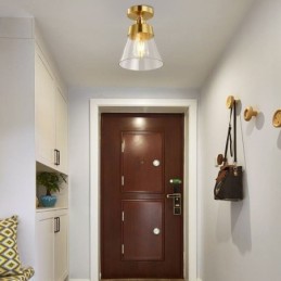Moderne Deckenleuchte aus Glas, 1 Licht, Messing-Finish