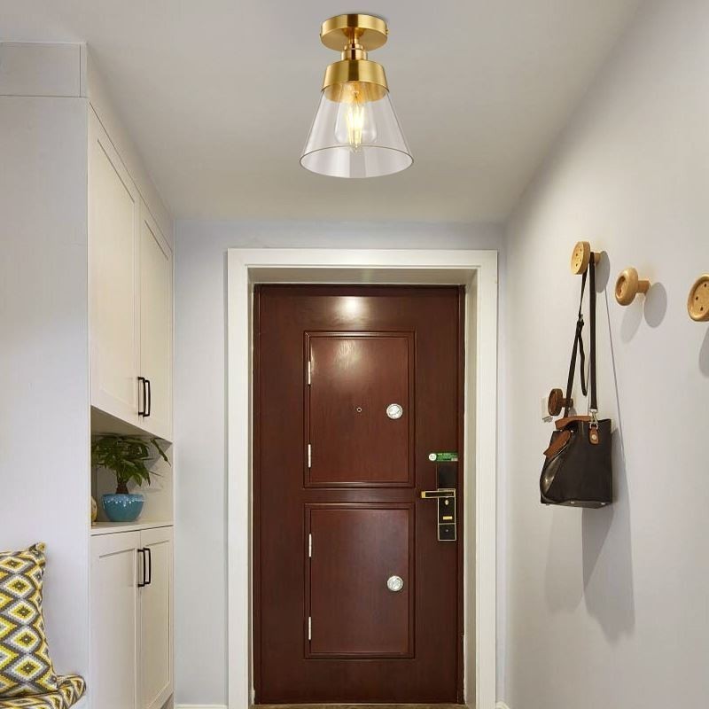 Moderne Deckenleuchte aus Glas, 1 Licht, Messing-Finish