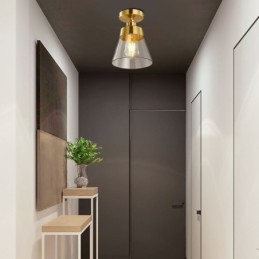 Moderne Deckenleuchte aus Glas, 1 Licht, Messing-Finish