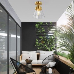 Moderne Deckenleuchte aus Glas, 1 Licht, Messing-Finish