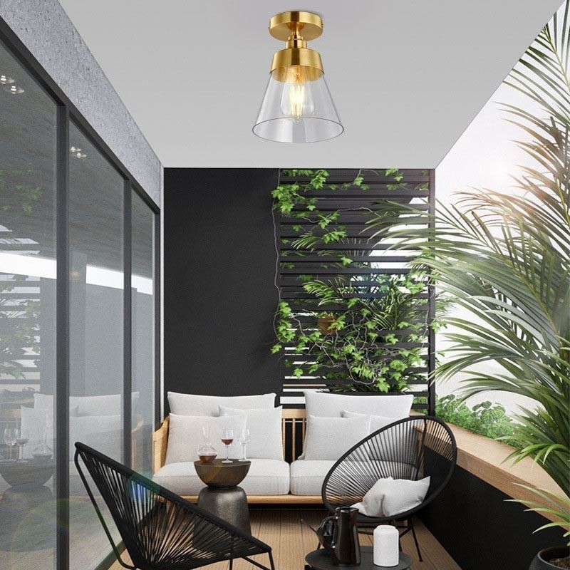 Moderne Deckenleuchte aus Glas, 1 Licht, Messing-Finish
