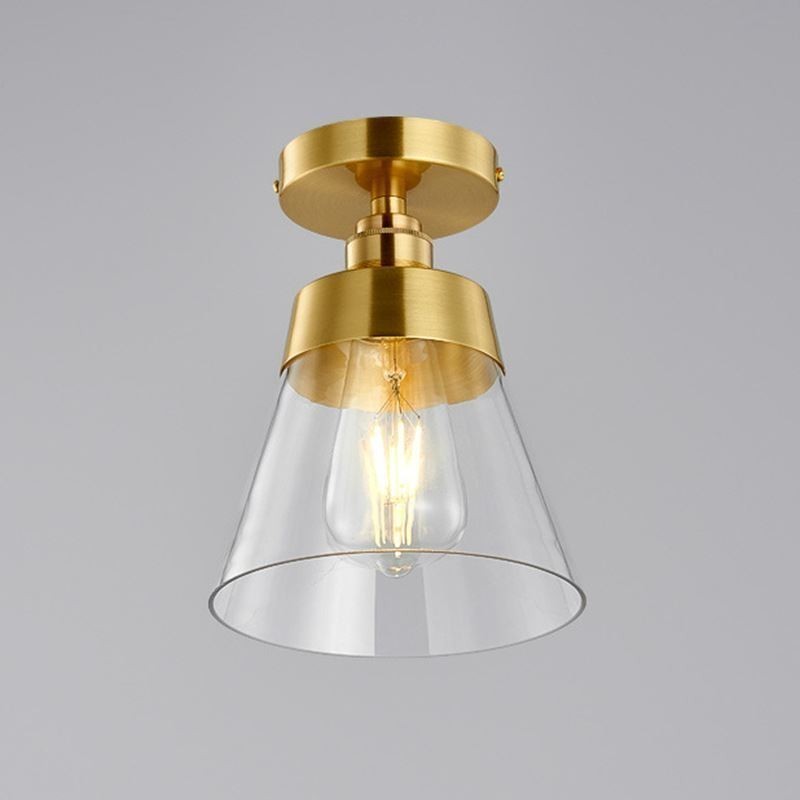 Moderne Deckenleuchte aus Glas, 1 Licht, Messing-Finish