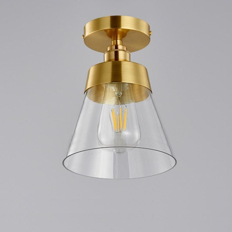 Moderne Deckenleuchte aus Glas, 1 Licht, Messing-Finish