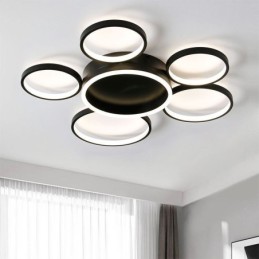 Moderne Deckenleuchte mit 6 Ringen aus Acryl