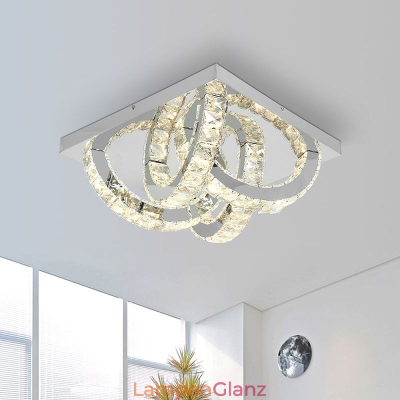 Halbringförmige Deckenleuchte aus Kristall