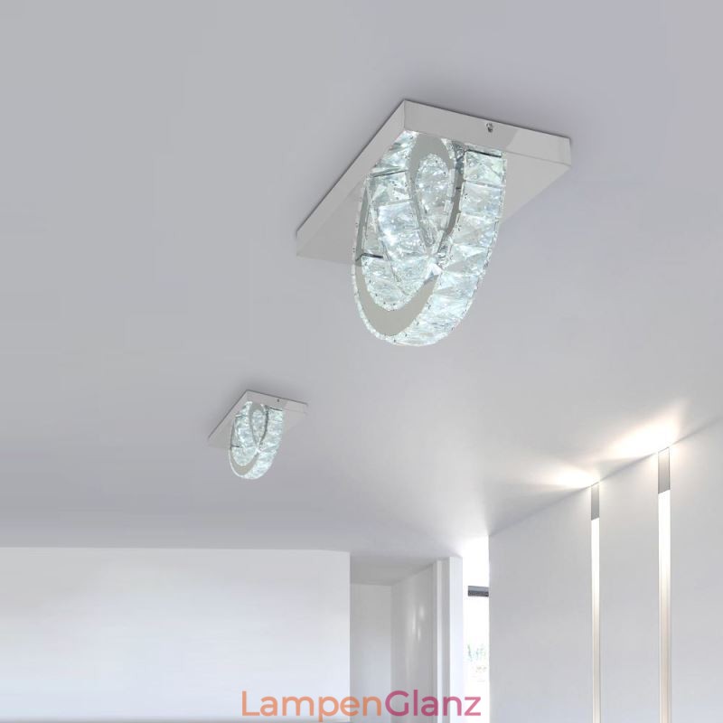 Halbringförmige Deckenleuchte aus Kristall