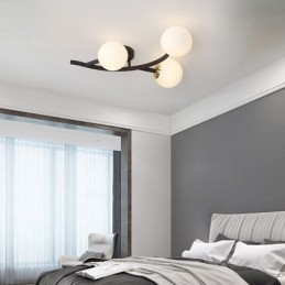 Moderne minimalistische Deckenleuchte mit Glaskugel-Montage im Zweig-Stil