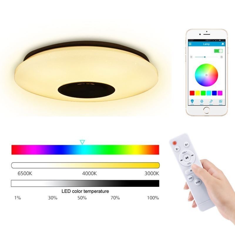 Bündig montierte, farbenfrohe Deckenleuchte mit Bluetooth-Musiklautsprecher-Timing-Funktion