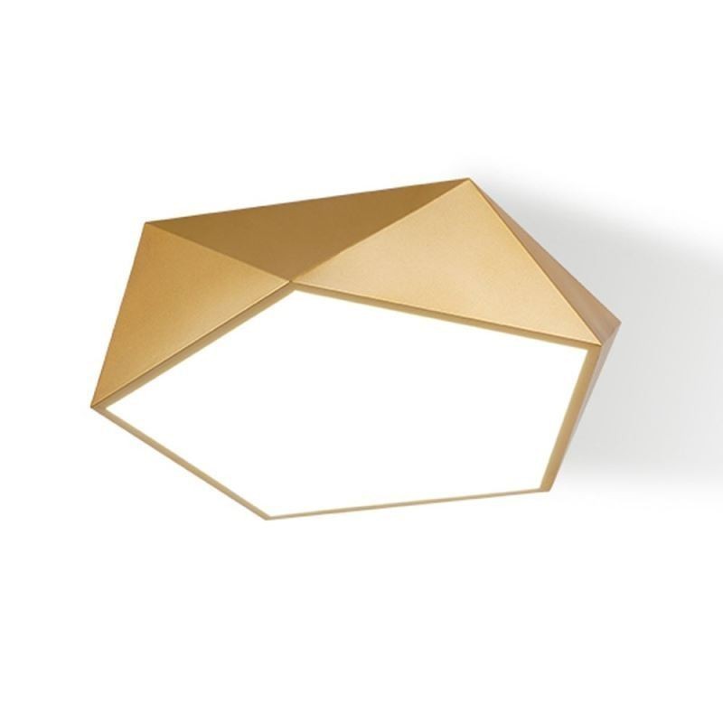 Goldfarbene, geometrische Deckenleuchte aus Acryl