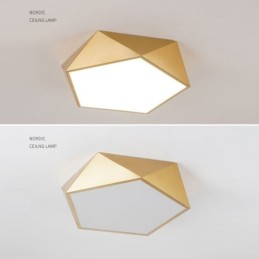 Goldfarbene, geometrische Deckenleuchte aus Acryl