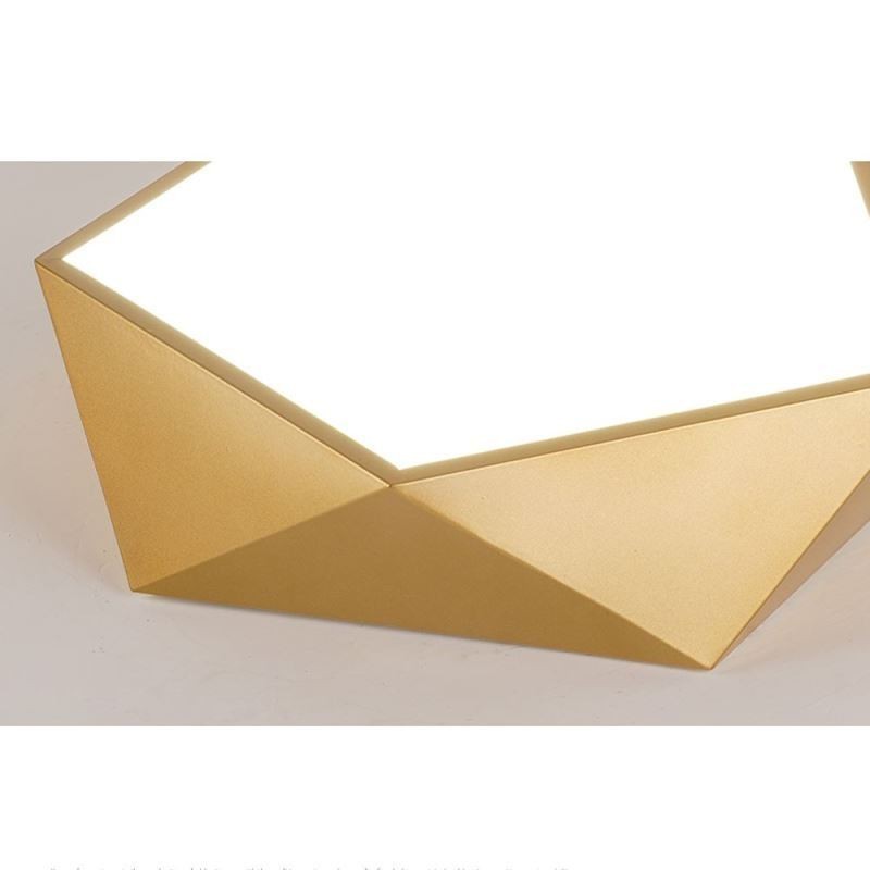 Goldfarbene, geometrische Deckenleuchte aus Acryl