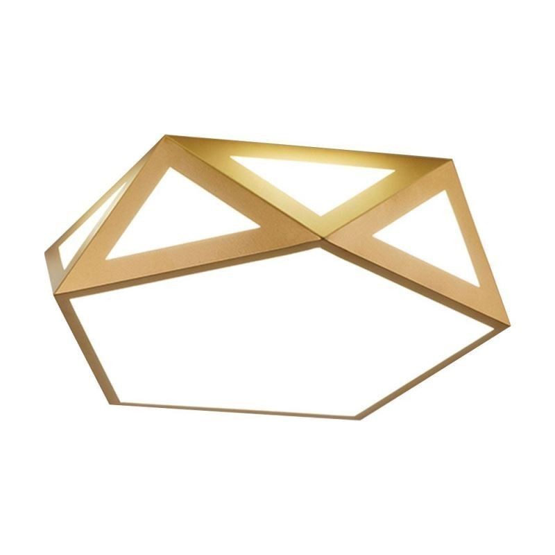 Goldfarbene, geometrische Deckenleuchte aus Acryl
