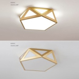 Goldfarbene, geometrische Deckenleuchte aus Acryl