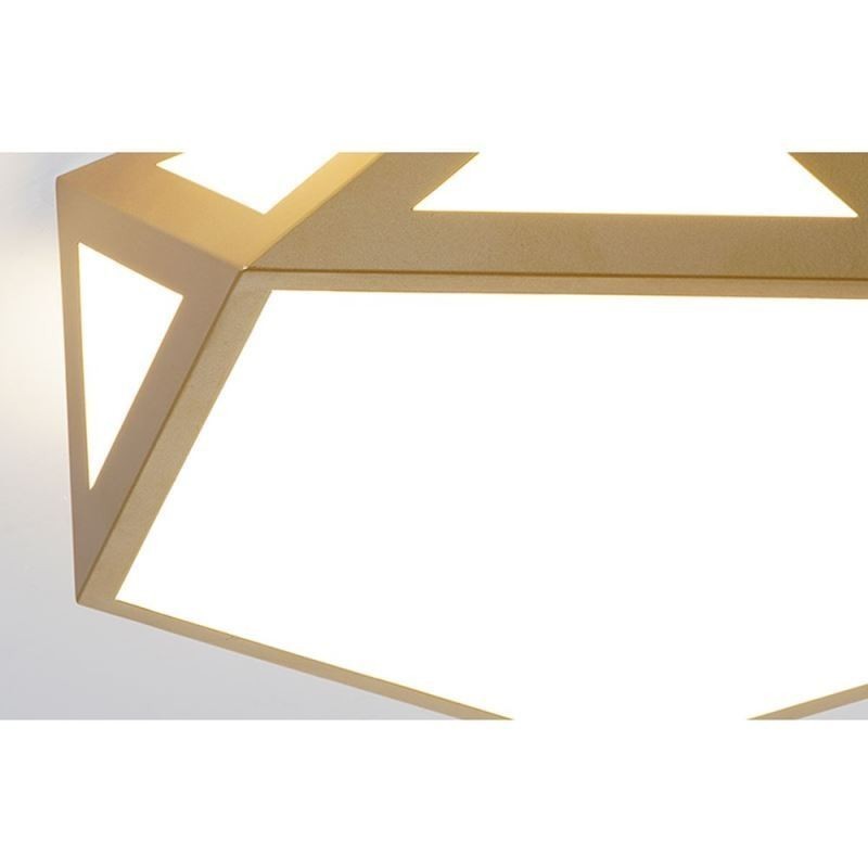 Goldfarbene, geometrische Deckenleuchte aus Acryl