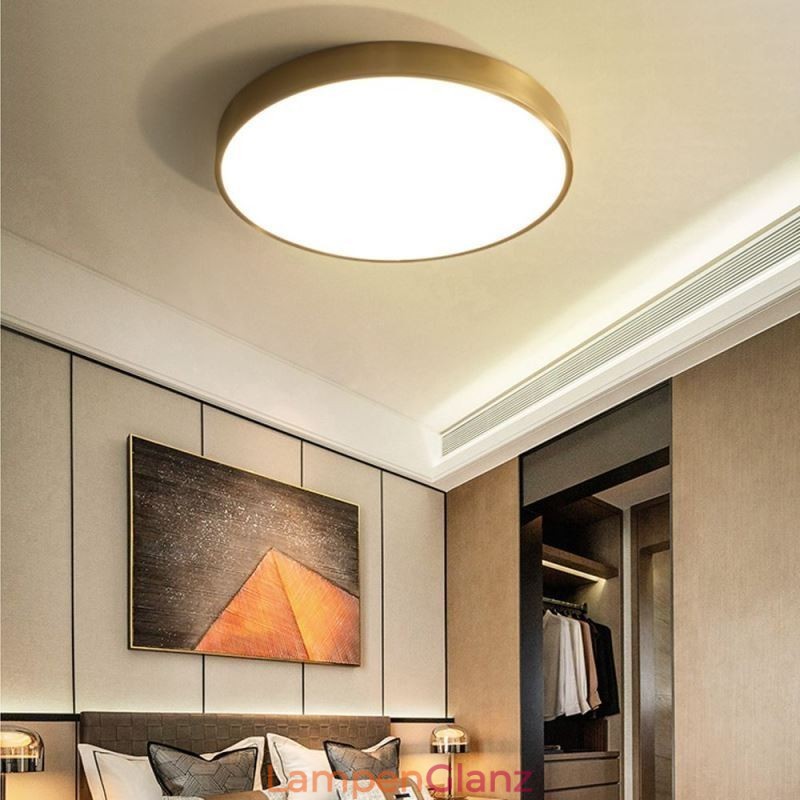 Runde, bündige, moderne Deckenleuchte aus goldenem Acryl