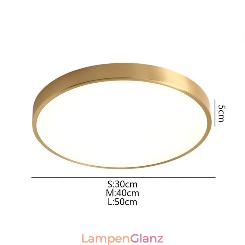 Runde, bündige, moderne Deckenleuchte aus goldenem Acryl