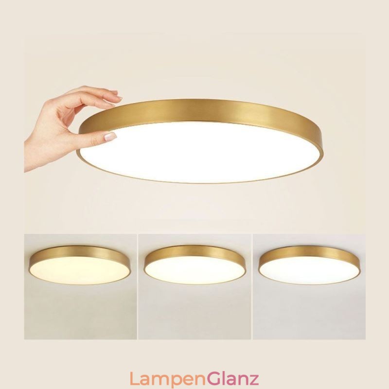 Runde, bündige, moderne Deckenleuchte aus goldenem Acryl