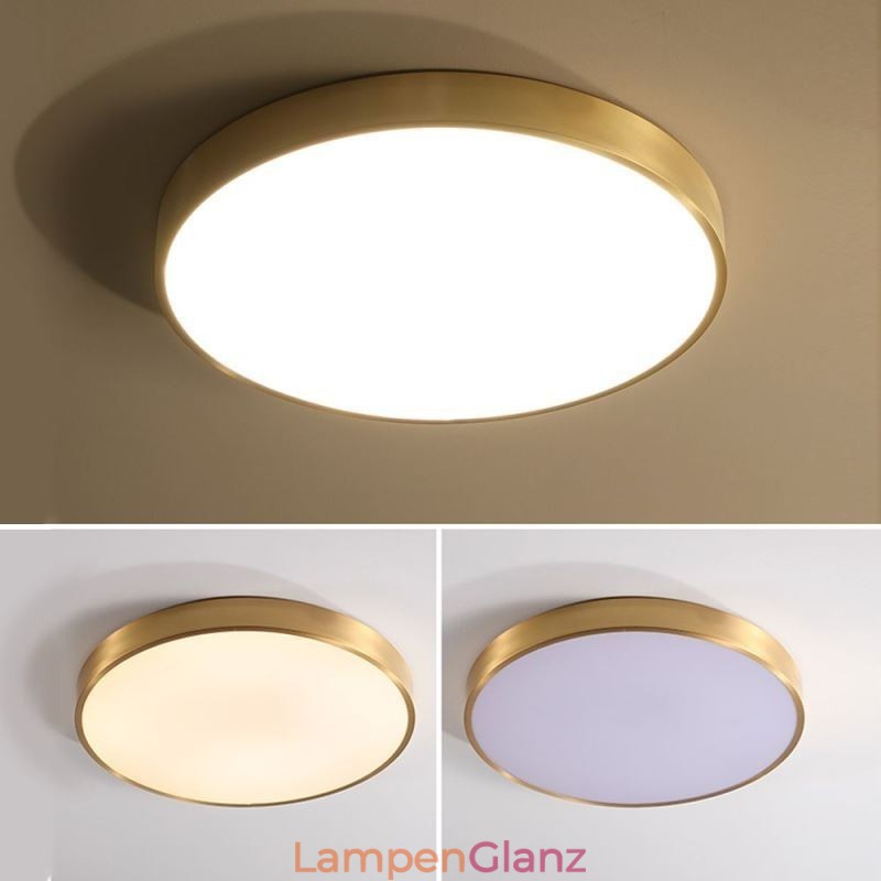 Runde, bündige, moderne Deckenleuchte aus goldenem Acryl