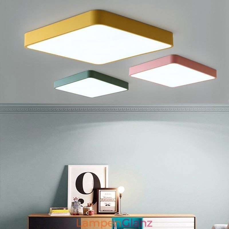 Simlpe Unterputz-Deckenleuchte, dünn, quadratisch, energiesparend