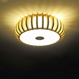 Ländliche Deckenleuchte aus Bambus in Kürbisform