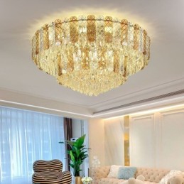Kristall Flush Mount Doppelschicht Runde Luxus Dekorative Deckenleuchte 80cm