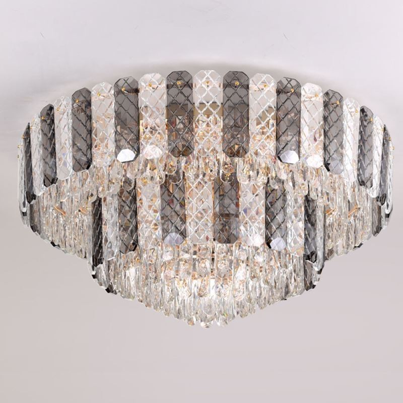 Kristall Flush Mount Doppelschicht Runde Luxus Dekorative Deckenleuchte 80cm
