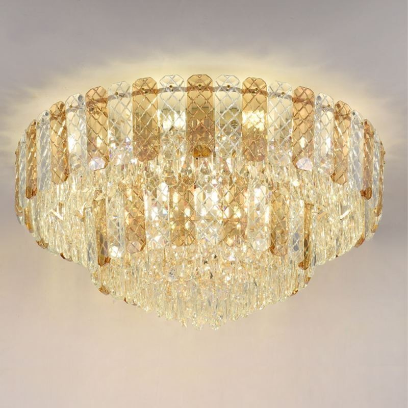 Kristall Flush Mount Doppelschicht Runde Luxus Dekorative Deckenleuchte 80cm
