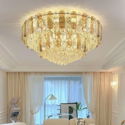Kristall Flush Mount Doppelschicht Runde Luxus Dekorative Deckenleuchte 80cm
