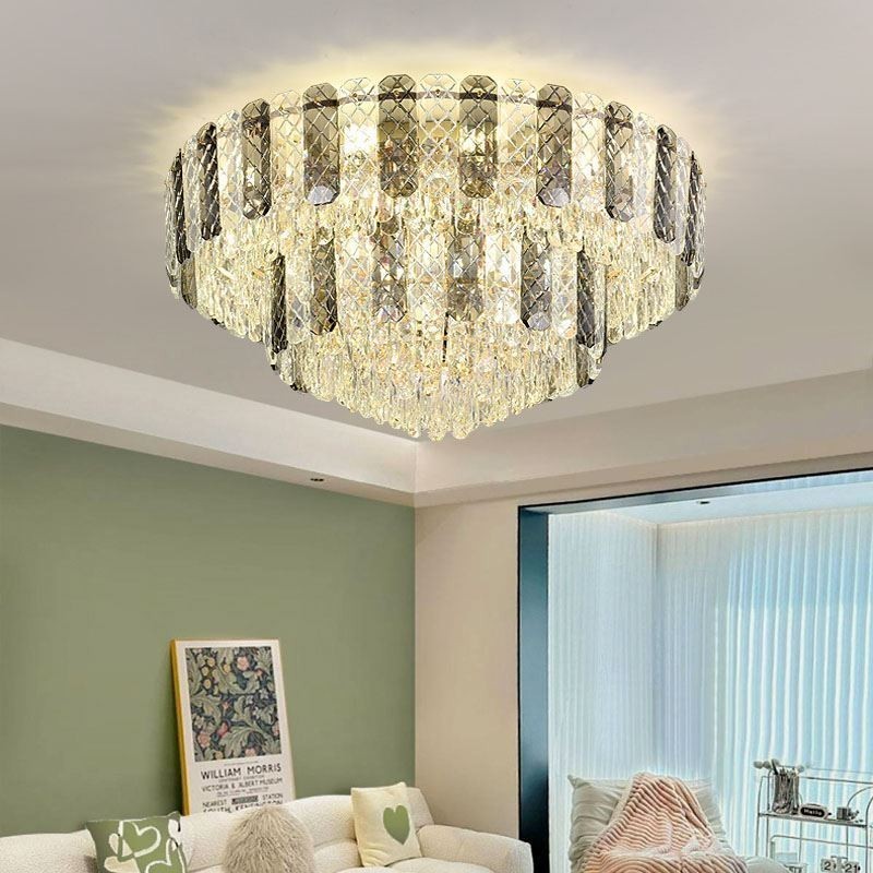 Kristall Flush Mount Doppelschicht Runde Luxus Dekorative Deckenleuchte 80cm