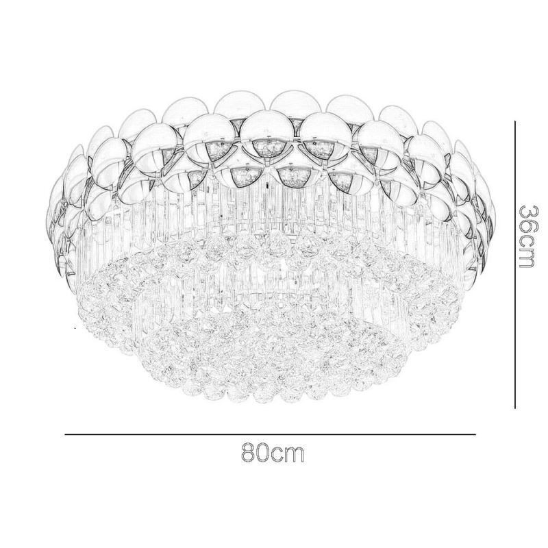 Kristall Flush Mount Runde Galvanisierte Gold Luxus Dekorative Deckenleuchte 80cm