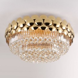 Kristall Flush Mount Runde Galvanisierte Gold Luxus Dekorative Deckenleuchte 80cm
