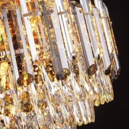 Kristall-Deckenleuchte, rauchgrau, rund, mit Kristalldekoration