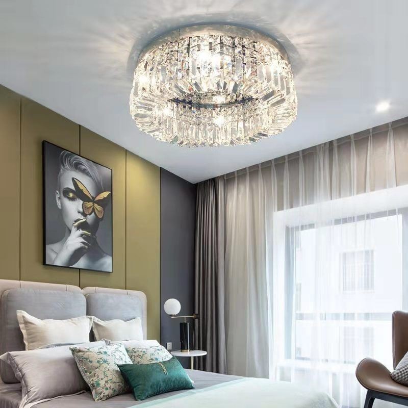 Moderne, elegante Deckenleuchte, bündige Montage, Kristall-Deckenleuchte