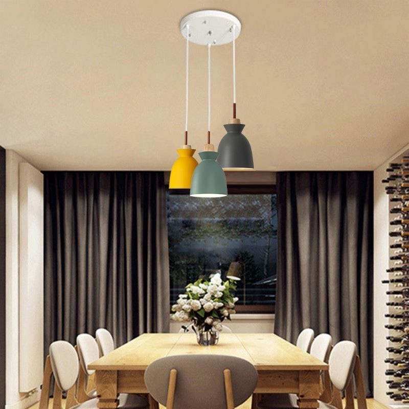 Nordic Einfache Macaron Pendelleuchte Eisen Arti Drei Lichter