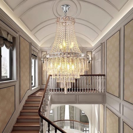 Moderne Kristall Kronleuchter Zeitgenössische Elegante Deckenleuchte Duplex Treppe Moderne Kristall Kronleuchter Zeitgenössische Elegante Deckenleuchte Duplex Treppe