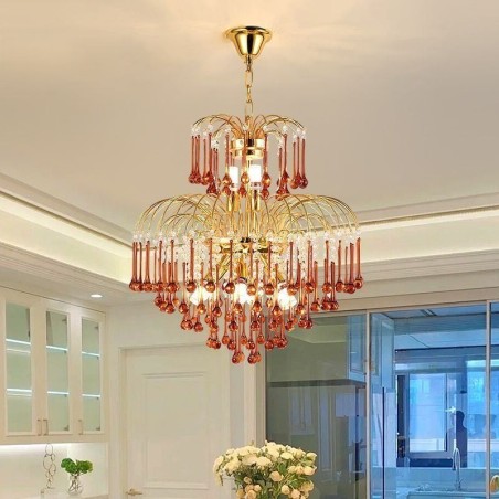 Kristall Pendelleuchte Elegante Duplex Dekorative Deckenleuchte Kristall Pendelleuchte Elegante Duplex Dekorative Deckenleuchte