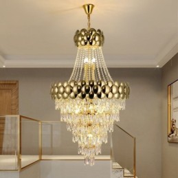 Kristall Pendelleuchte Galvanisiertes Gold Duplex Luxus Dekorative Deckenleuchte 80cm