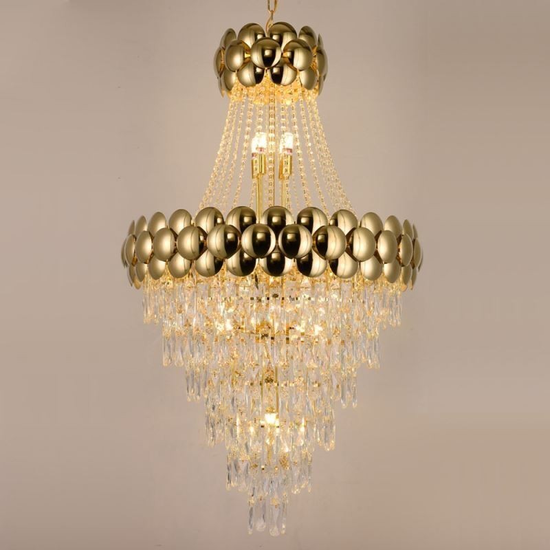 Kristall Pendelleuchte Galvanisiertes Gold Duplex Luxus Dekorative Deckenleuchte 80cm