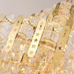 Kristall-Pendelleuchte 4. Etage Luxus-Dekrative Deckenleuchte mit goldenem Hohleisenblech