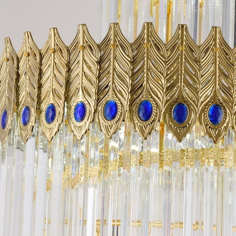 Gold Kristall Pendelleuchte Galvanisiert Gold Phoenix Schwanz Lampenschirm Deckenleuchte