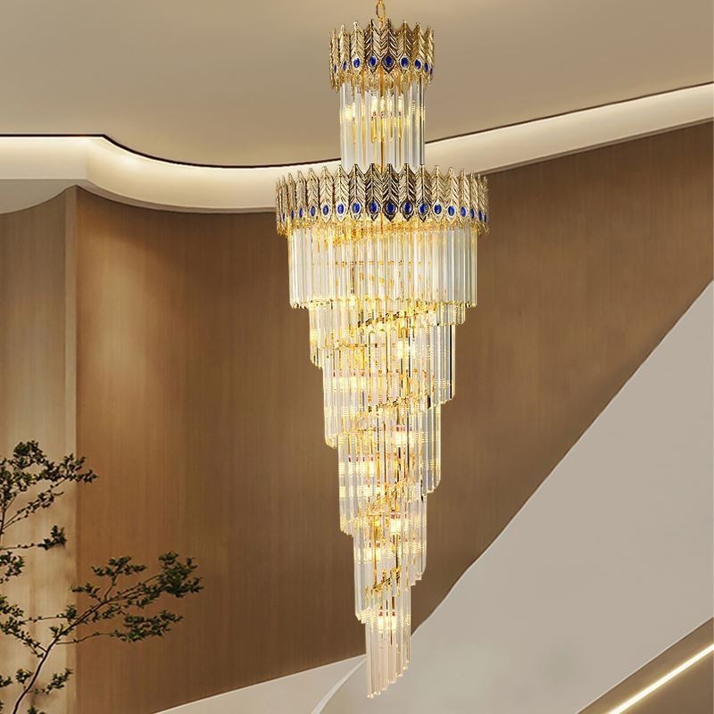 Gold Kristall Pendelleuchte Galvanisiert Gold Phoenix Schwanz Lampenschirm Deckenleuchte
