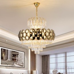 Kristall Pendelleuchte Galvanisiertes Gold Luxus Dekorative Deckenleuchte 60cm