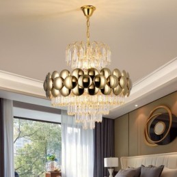 Kristall Pendelleuchte Galvanisiertes Gold Luxus Dekorative Deckenleuchte 60cm