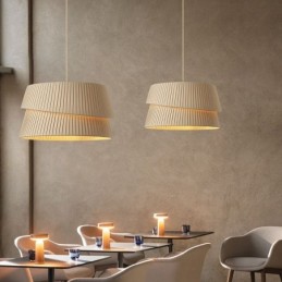 Pendelleuchte Französisch Creme Stil Doppelschicht Stoff Lampenschirm Deckenlampe