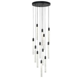 Pendelleuchte, schwarze Kristallsäule, Cluster-Deckenleuchte