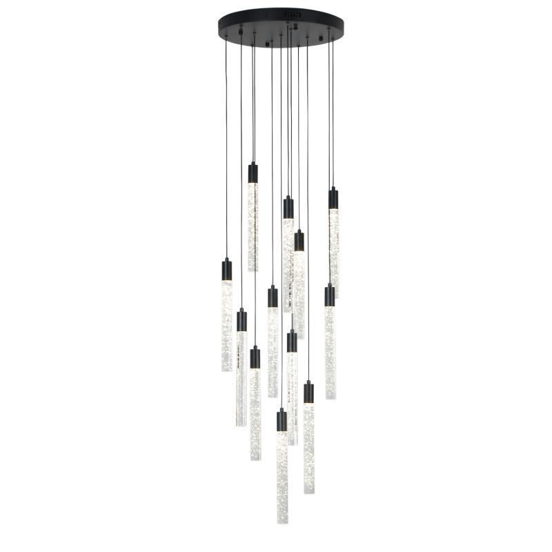 Pendelleuchte, schwarze Kristallsäule, Cluster-Deckenleuchte