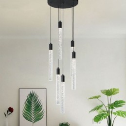 Pendelleuchte, schwarze Kristallsäule, Cluster-Deckenleuchte