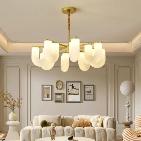 U-förmiger Kronleuchter, Pendelleuchte im französischen Creme-Stil U-förmiger Kronleuchter, Pendelleuchte im französischen Creme-Stil