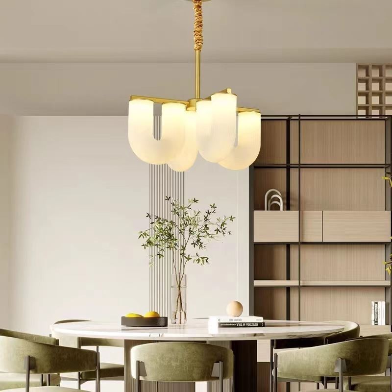 U-förmiger Kronleuchter, Pendelleuchte im französischen Creme-Stil
